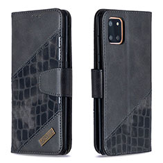 Leather Case Stands Flip Cover Holder B03F for Samsung Galaxy Note 10 Lite Black