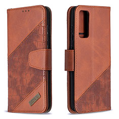 Leather Case Stands Flip Cover Holder B03F for Samsung Galaxy S20 FE 4G Brown