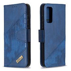 Leather Case Stands Flip Cover Holder B03F for Samsung Galaxy S20 Lite 5G Blue