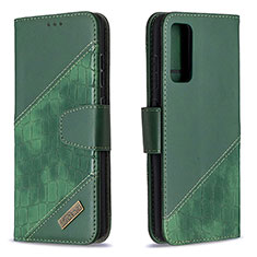 Leather Case Stands Flip Cover Holder B03F for Samsung Galaxy S20 Lite 5G Green