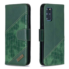 Leather Case Stands Flip Cover Holder B03F for Samsung Galaxy S20 Plus 5G Green