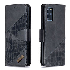 Leather Case Stands Flip Cover Holder B03F for Samsung Galaxy S20 Plus Black