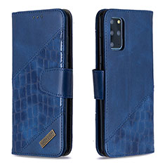 Leather Case Stands Flip Cover Holder B03F for Samsung Galaxy S20 Plus Blue