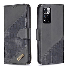 Leather Case Stands Flip Cover Holder B03F for Xiaomi Mi 11i 5G (2022) Black