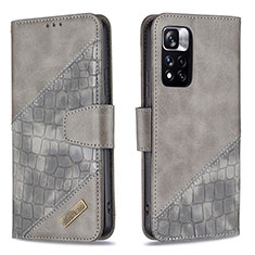 Leather Case Stands Flip Cover Holder B03F for Xiaomi Mi 11i 5G (2022) Dark Gray