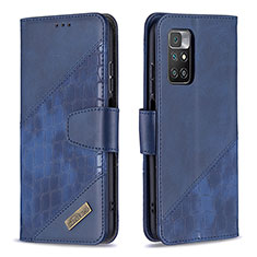 Leather Case Stands Flip Cover Holder B03F for Xiaomi Redmi 10 (2022) Blue