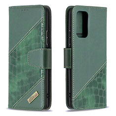 Leather Case Stands Flip Cover Holder B03F for Xiaomi Redmi Note 10 Pro 4G Green
