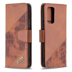 Leather Case Stands Flip Cover Holder B03F for Xiaomi Redmi Note 10 Pro Max Brown