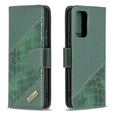 Leather Case Stands Flip Cover Holder B03F for Xiaomi Redmi Note 10 Pro Max Green