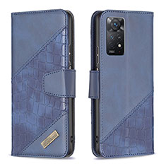 Leather Case Stands Flip Cover Holder B03F for Xiaomi Redmi Note 11 Pro 4G Blue