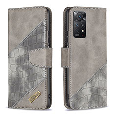 Leather Case Stands Flip Cover Holder B03F for Xiaomi Redmi Note 11 Pro 5G Dark Gray