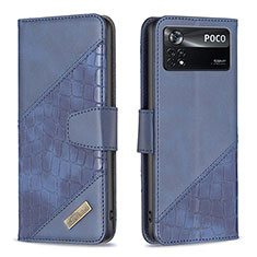 Leather Case Stands Flip Cover Holder B03F for Xiaomi Redmi Note 11E Pro 5G Blue