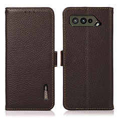 Leather Case Stands Flip Cover Holder B03H for Asus ROG Phone 5 Ultimate Brown