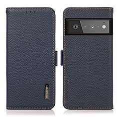 Leather Case Stands Flip Cover Holder B03H for Google Pixel 6 Pro 5G Blue
