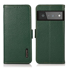 Leather Case Stands Flip Cover Holder B03H for Google Pixel 6 Pro 5G Green