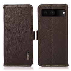 Leather Case Stands Flip Cover Holder B03H for Google Pixel 7 5G Brown