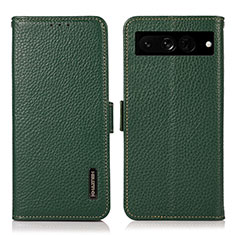 Leather Case Stands Flip Cover Holder B03H for Google Pixel 7 Pro 5G Green