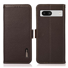 Leather Case Stands Flip Cover Holder B03H for Google Pixel 7a 5G Brown