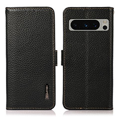 Leather Case Stands Flip Cover Holder B03H for Google Pixel 8 Pro 5G Black