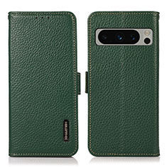 Leather Case Stands Flip Cover Holder B03H for Google Pixel 8 Pro 5G Green