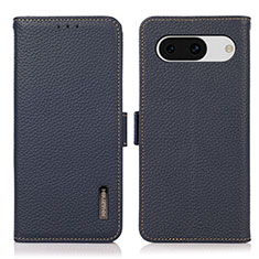 Leather Case Stands Flip Cover Holder B03H for Google Pixel 8a 5G Blue
