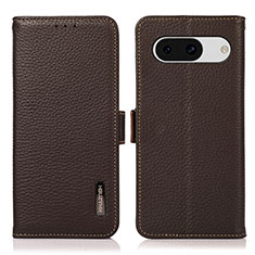 Leather Case Stands Flip Cover Holder B03H for Google Pixel 8a 5G Brown