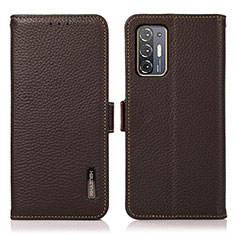 Leather Case Stands Flip Cover Holder B03H for HTC Desire 21 Pro 5G Brown