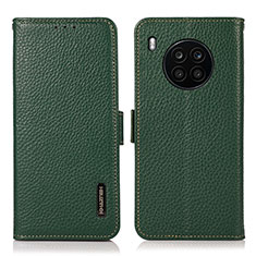 Leather Case Stands Flip Cover Holder B03H for Huawei Honor 50 Lite Green