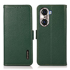 Leather Case Stands Flip Cover Holder B03H for Huawei Honor 60 5G Green