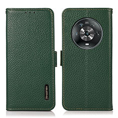 Leather Case Stands Flip Cover Holder B03H for Huawei Honor Magic4 5G Green