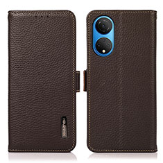 Leather Case Stands Flip Cover Holder B03H for Huawei Honor X7 Brown