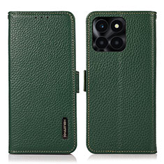 Leather Case Stands Flip Cover Holder B03H for Huawei Honor X8b Green