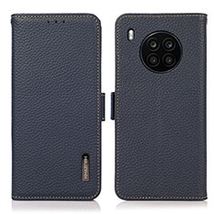 Leather Case Stands Flip Cover Holder B03H for Huawei Nova 8i Blue