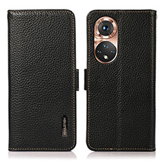 Leather Case Stands Flip Cover Holder B03H for Huawei Nova 9 Black