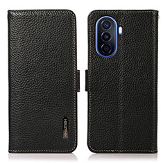 Leather Case Stands Flip Cover Holder B03H for Huawei Nova Y70 Black