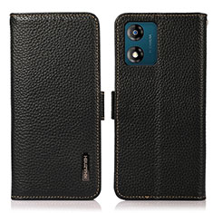 Leather Case Stands Flip Cover Holder B03H for Motorola Moto E13 Black