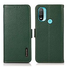 Leather Case Stands Flip Cover Holder B03H for Motorola Moto E20 Green