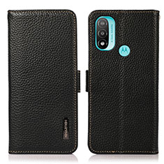 Leather Case Stands Flip Cover Holder B03H for Motorola Moto E30 Black