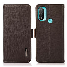 Leather Case Stands Flip Cover Holder B03H for Motorola Moto E40 Brown