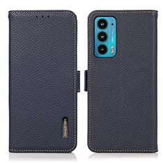 Leather Case Stands Flip Cover Holder B03H for Motorola Moto Edge 20 5G Blue