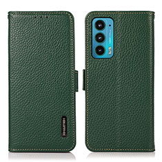 Leather Case Stands Flip Cover Holder B03H for Motorola Moto Edge 20 5G Green