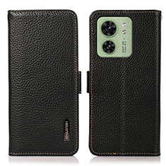 Leather Case Stands Flip Cover Holder B03H for Motorola Moto Edge (2023) 5G Black