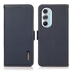 Leather Case Stands Flip Cover Holder B03H for Motorola Moto Edge 30 Pro 5G Blue