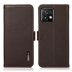 Leather Case Stands Flip Cover Holder B03H for Motorola Moto Edge 40 Pro 5G Brown