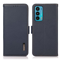 Leather Case Stands Flip Cover Holder B03H for Motorola Moto Edge Lite 5G Blue