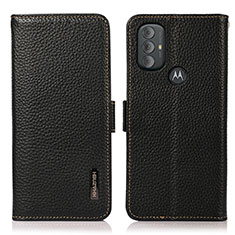 Leather Case Stands Flip Cover Holder B03H for Motorola Moto G Play (2023) Black