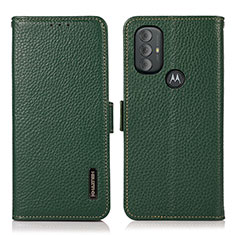 Leather Case Stands Flip Cover Holder B03H for Motorola Moto G Power (2022) Green