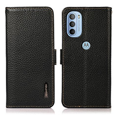 Leather Case Stands Flip Cover Holder B03H for Motorola Moto G31 Black