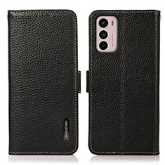 Leather Case Stands Flip Cover Holder B03H for Motorola Moto G42 Black