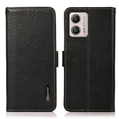 Leather Case Stands Flip Cover Holder B03H for Motorola Moto G53j 5G Black